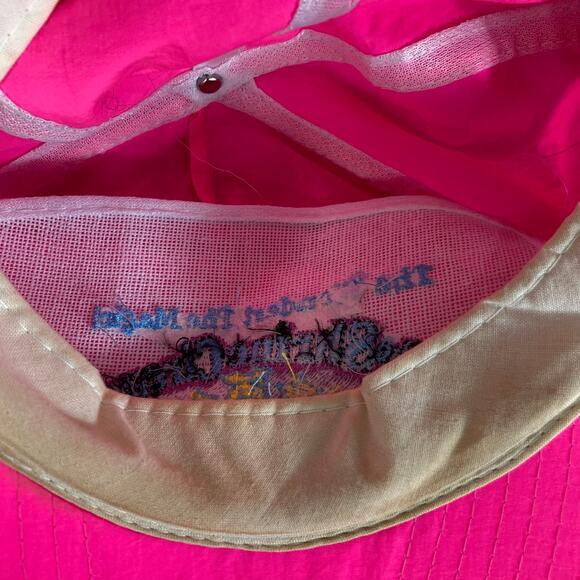 Vintage 90s Nissin Neon Pink Shrine Circus Snapback Hat Rope Foam Trucker - Picture 15 of 16